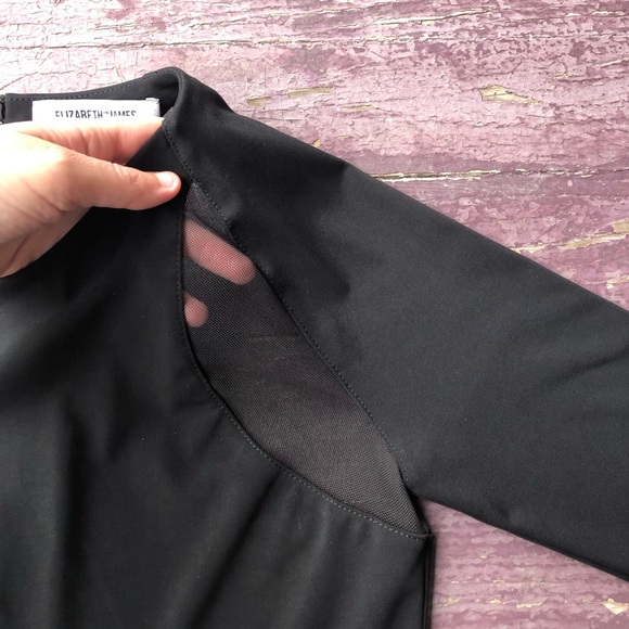 Elizabeth and James Charlene Dress Black Bodycon Mesh Panels Long Sleeve 4 - Picture 6 of 16